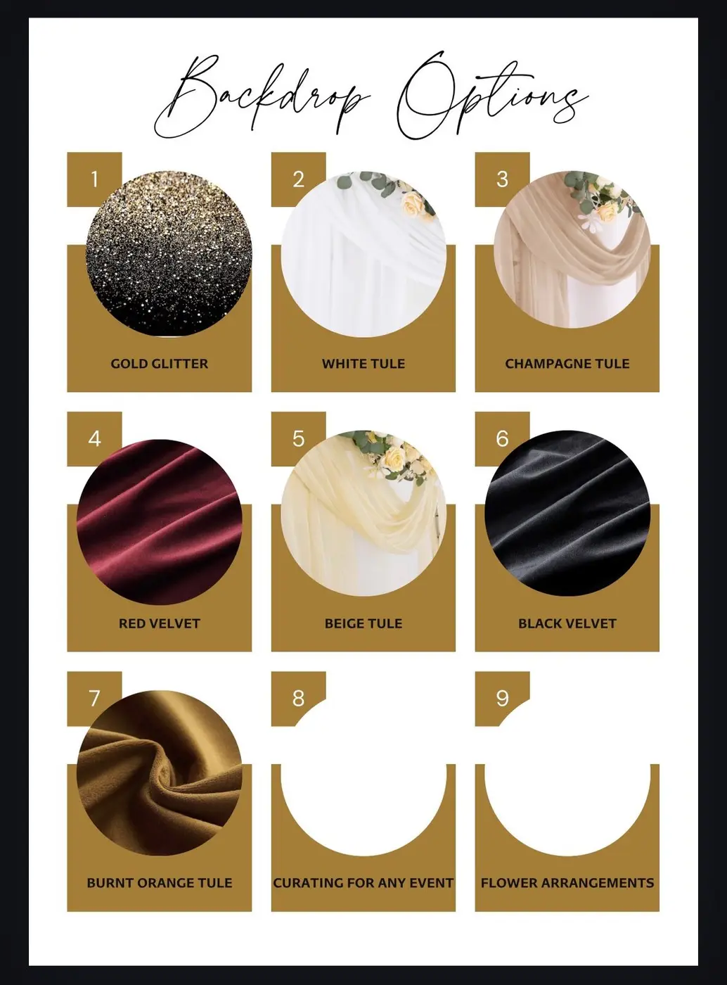 Custom photobooth backdrop options