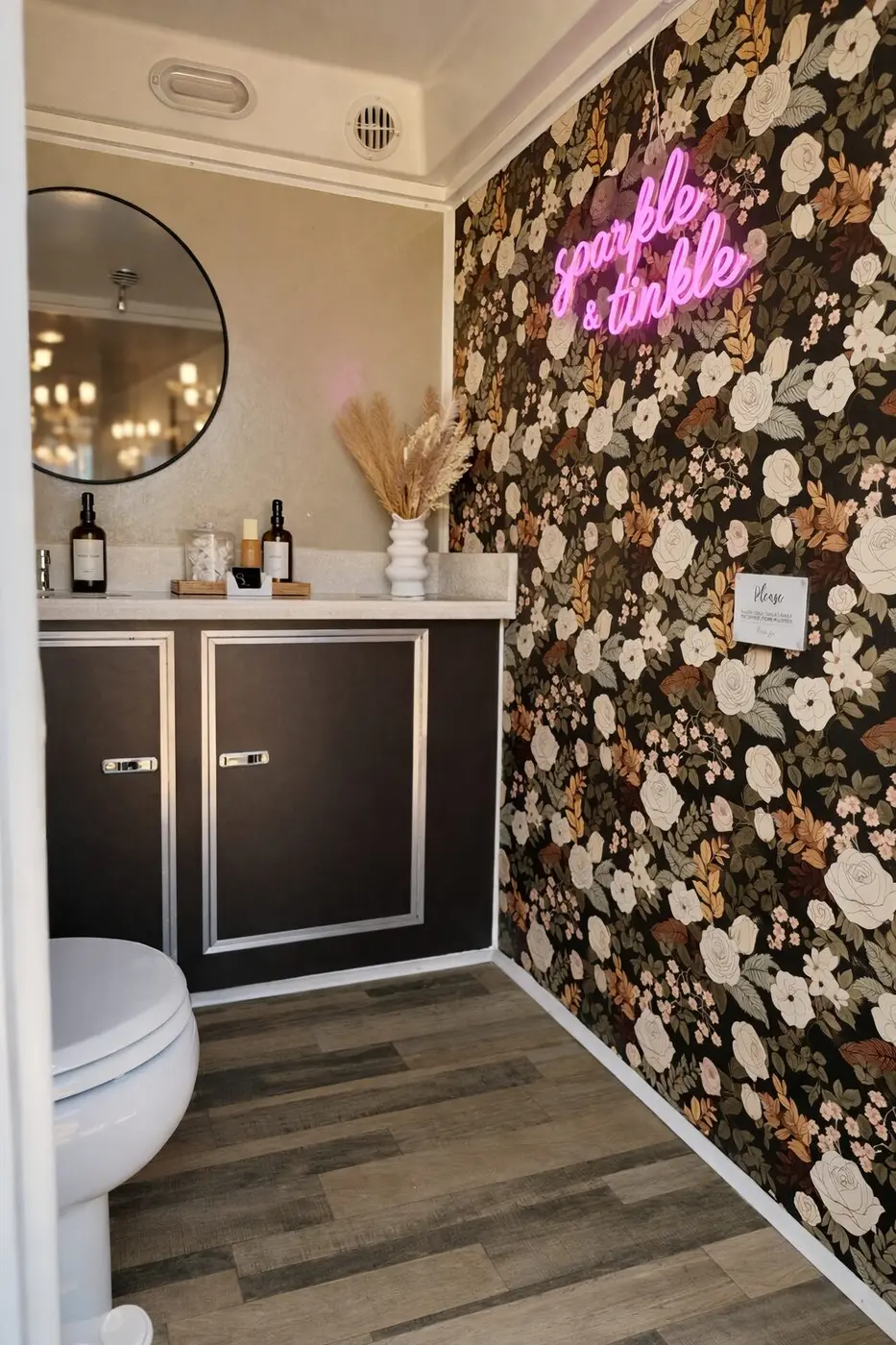 Styled suite with neon sign